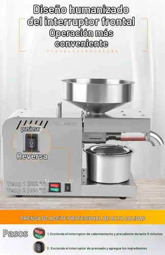 Vista 5 de CGOLDENWALL Máquina de prensa de aceite, extractor de aceite automático con doble control de temperatura, expulsor de aceite frío/caliente para uso