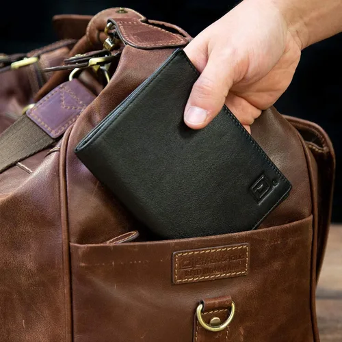 Vista 5 de Cartera RFID para pasaporte organizador de viaje - 2 soportes para pasaporte - Bifold de cuero delgado, Negro -, Cartera Rfid
