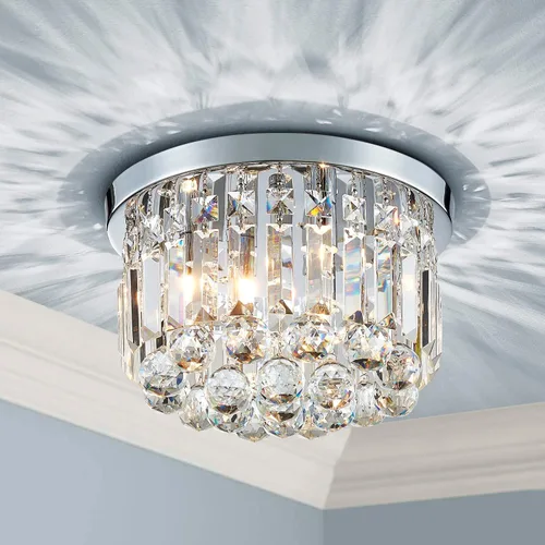 Vista 8 de AGV LIGHTING CL003F - Lámpara de techo de cristal K9, moderna lámpara de techo semiempotrada, perfecta para sala de estar, dormitorio, comedor, D13