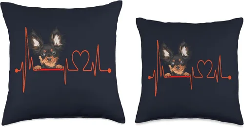 Vista 3 de Russian Toy Terrier Owners & Lovers Gifts & Tees Russian Toy Terrier Heartbeat EKG My Dog is My Valentine - Almohada de 16 x 16 pulgadas, multicolor