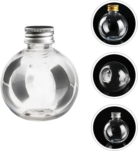 Vista 8 de SEWACC Botella de plástico transparente de 5.1 fl oz, botella de plástico transparente con forma de bombilla redonda, envases de bombilla