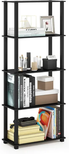 Vista 109 de Furinno Turn-N-Tube - Estantes de almacenamiento, estante para libros de 3 niveles, estante esquinero, estantes abiertos sin herramientas