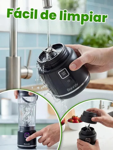 Vista 6 de Cordless Portable Blender for Smoothies, Shakes and Ice Crushing Black