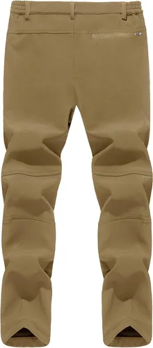 Vista 3 de TACVASEN pantalones de senderismo para hombre, con forro polar, reforzados en las rodillas, ligeros, para esquí y snowboard, sin cinturón