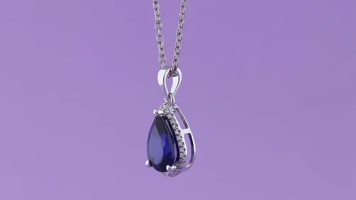 Vista 3 de Dazzlingrock Collection Colgante de lágrima de diamante de corte de pera de 18K 10X7 MM creado en laboratorio y diamante de corte redondo, oro blanco