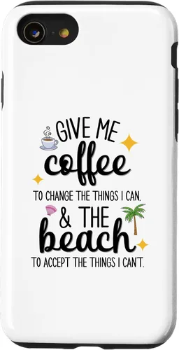 Vista 13 de iPhone 15 Funny Beach and Coffee Lovers "Give Me Coffee and the Beach" Case