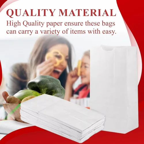 Vista 7 de Concession Essentials - Bolsas de papel blanco de 4 libras - Bolsas de papel de servicio de alimentos para panadería, dulces, aperitivos y comida