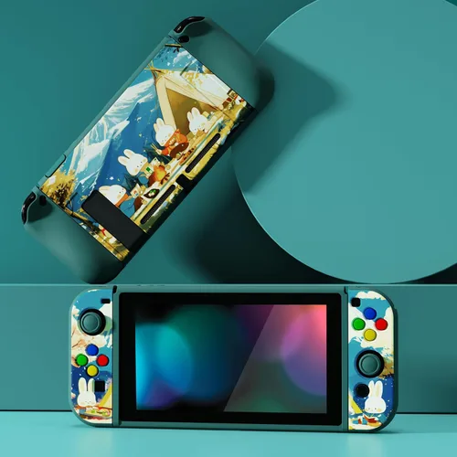 Vista 3 de playvital ZealProtect Soft Protective Case for Nintendo Switch, Flexible Cover Protector for Switch with Screen Protector & Thumb Grip Caps & ABXY