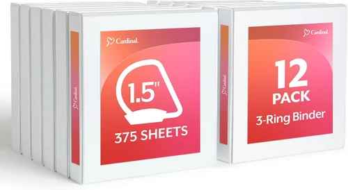 Vista 10 de Cardinal Economy - Carpetas de 3 anillos, 1 pulgada, anillos en D inclinados, capacidad para 240 hojas, vista de presentación ClearVue, Blanco