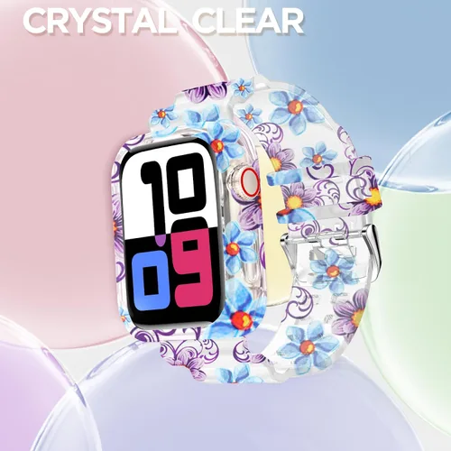 Vista 75 de DABAOZA - Correa transparente compatible con Apple Watch con estuche protector, correa deportiva de TPU con brillo para mujeres y hombres
