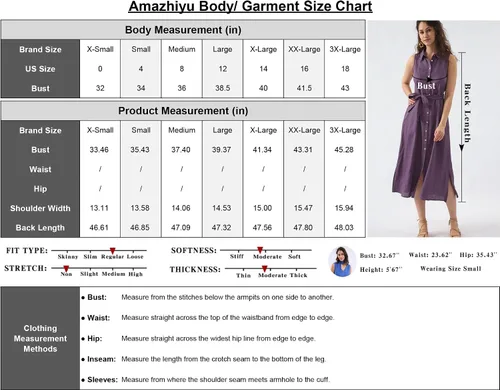 Vista 6 de Amazhiyu Vestidos midi de lino puro con botones para mujer, con bolsillos y cinturón