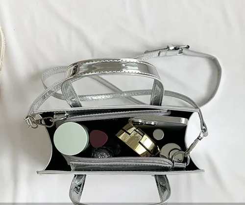 Vista 5 de Bolso de noche para mujer, bolso de mano de cuero, bolso de hombro pequeño, bolso de mano brillante, bolso de mano con asa superior 2023