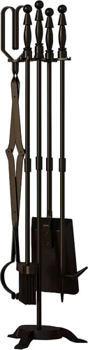 Vista 8 de Fire Beauty Juego de Herramientas para Chimenea de 5 Piezas de Hierro Forjado Juego de Herramientas para Chimenea de Exterior/Interior Juego