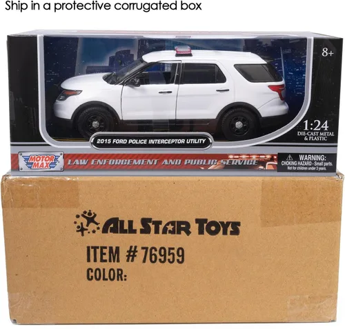 Vista 3 de Motormax Motor Max DIECAST 1:24 W/B - 2015 Ford Police Interceptor Utility con barra de luz (blanco) 76959