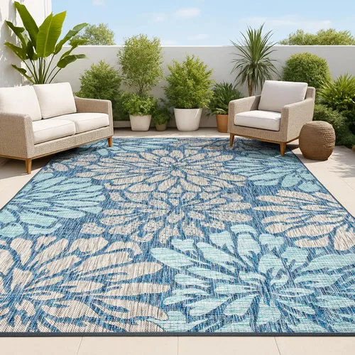 Vista 32 de JONATHAN Y Alfombra Corredor de Tejido Texturizado Floral para Interiores y Exteriores 2X8 Marrón/Crema, Zinnia Moderna para Patio Trasero, Patio