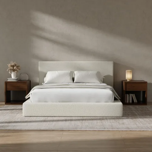 Vista 12 de RECCI Cloud - Base de cama Queen tapizada con cabecero, plataforma acolchada de espuma de 5 pulgadas, sin somier, fácil montaje (crema)