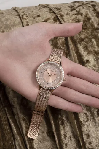 Vista 8 de GUESS Reloj de vestir de cuarzo para mujer con correa de acero inoxidable oro rosa 16 Modelo GW0402L3