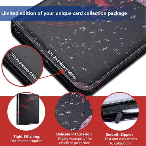 Vista 5 de Foboull Carpeta de tarjetas intercambiables, soporte para libro de tarjetas con 4 bolsillos para tarjetas de juego y tarjetas de intercambio