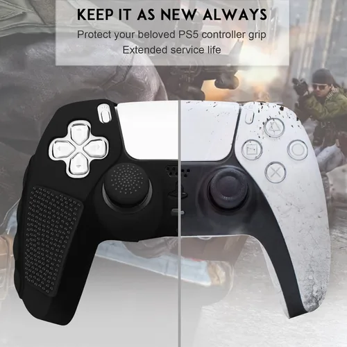 Vista 4 de SIKEMAY Anti-Slip PS5 Controller Skin, Soft Thicken Non-Slip Studded Silicone Gel Grip Protective Cover Case for PlayStation 5 Controller Grip, 2