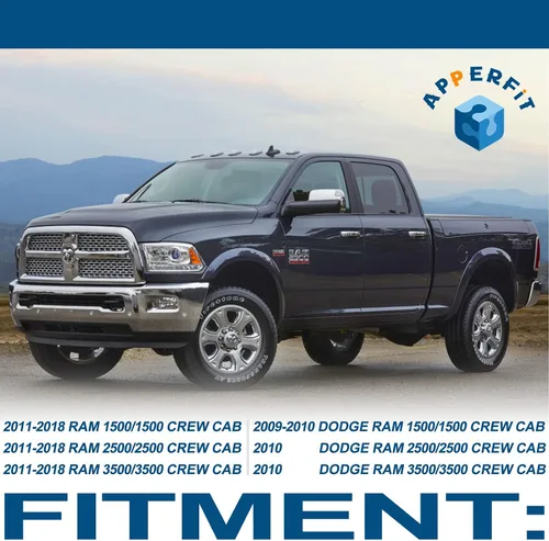 Vista 4 de APPERFiT Manija de Puerta Exterior Cromada y Negra para Panel de Puerta de Pasajero Delantero/Trasero Compatible con Camión Dodge RAM 1500 2500 3500