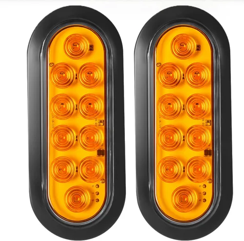 Vista 9 de 2 luces LED ámbar ovaladas para remolque, 6 pulgadas, luces LED ovaladas de parada, intermitentes, luces de freno de remolque lateral, lámpara de 2
