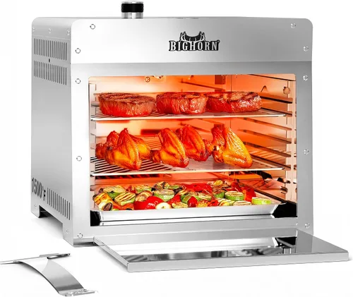 Vista 10 de BIG HORN OUTDOORS Parrilla de propano a gas infrarroja portátil, de acero inoxidable de 1500 grados, parrilla de mesa de cocción rápida para carne