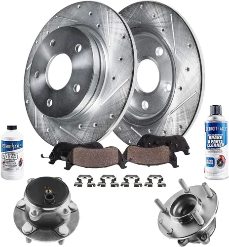 Vista 191 de Detroit Axle - Rotores de freno para Ford 2013-2019 Explorer Taurus Flex Lincoln MKT MKS, rotores de freno de disco ranurados perforados de repuesto