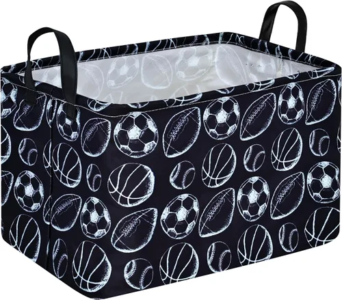 Vista 8 de Cesta de almacenamiento vacía para niños, organizador de almacenamiento impermeable de béisbol, cestas plegables con asas para mujeres, cesta