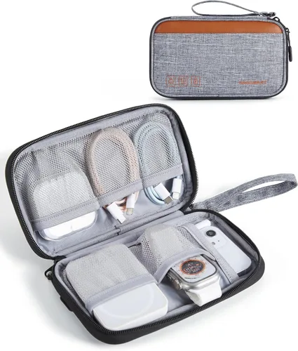 Vista 8 de BAGSMART Organizador de cables de viaje pequeño, organizador técnico para cargador, teléfono, negro
