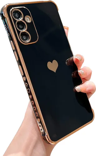 Vista 121 de phylla Funda de teléfono compatible con Samsung Galaxy A12 de 6.5 pulgadas, lindo corazón chapado en oro, elegante funda de lujo para mujer