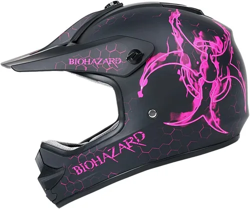 Vista 11 de Orthrus Certificado DOT Casco para Adultos y Jóvenes para Motocicleta de Carretera de Motocross, ATV, Moto de Tierra (BIO-Rosa, S)