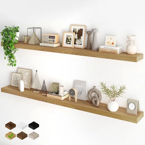 Vista 12 de Fun Memories Estantes flotantes para pared, estantes flotantes de 48 pulgadas de largo, juego de 1, estante colgante con soportes invisibles