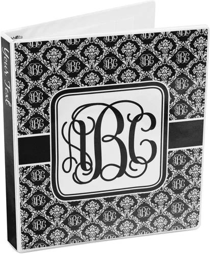 Vista 4 de Carpeta personalizada de 3 anillas de damasco con monograma - 1 pulgada