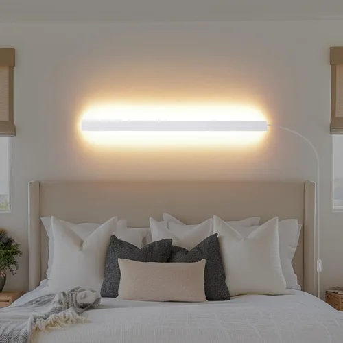 Vista 11 de KELUOLY Apliques de pared modernos enchufables, 23.6 pulgadas, luces LED de pared largas negras esmeriladas, lámpara de pared acrílica de 12 W Negro