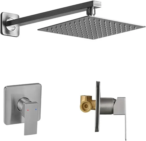 Vista 22 de Sistema de Ducha de Oro Cepillado para Baño de Lujo con Mezclador de Lluvia, Conjunto Combinado de Ducha Montado en la Pared, Sistema de Cabezal