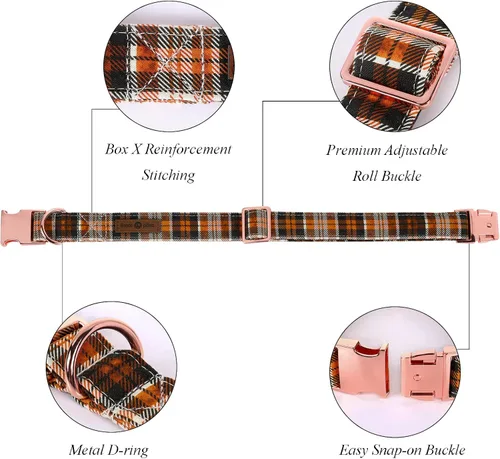 Vista 2 de Collar de Halloween para perro con moño de lionet paws - Lindo collar ajustable de moño de algodón para otoño con hebilla de metal para perro A: O &