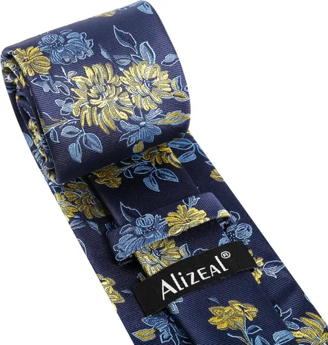 Vista 90 de Alizeal Mens 3.15inches Leaf Flower Pattern Tie with Floral Pocket Square Set