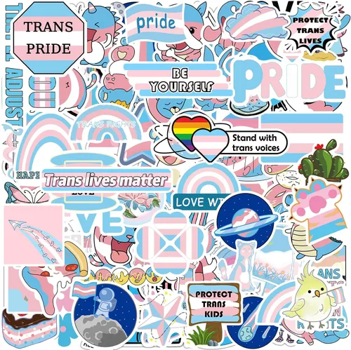 Vista 7 de Pegatinas de Orgullo Trans, 50 PIEZAS Adhesivos Transgénero FTM al Por Mayor para Accesorios de Celebración de Orgullo Trans, Desfiles, Decoración
