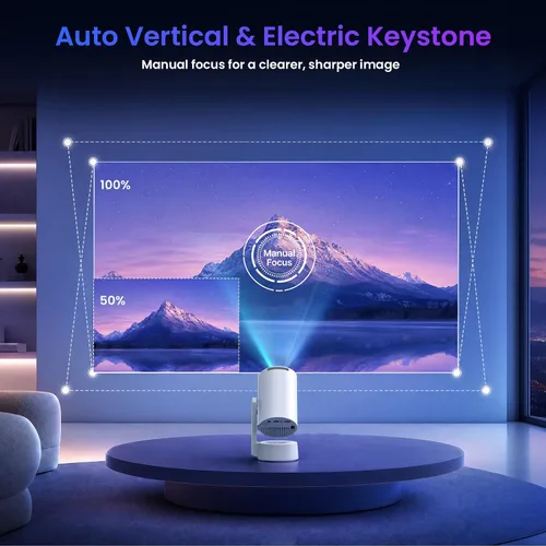 Vista 12 de Mini proyector portátil con WiFi y Bluetooth compatible con Netflix Blanco