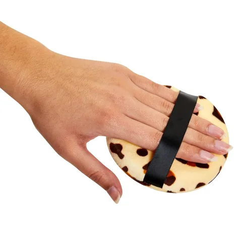 Vista 3 de Glamlily Polvo con estampado de leopardo, aplicadores de maquillaje de poliéster de espuma suave, almohadillas de maquillaje con estampado