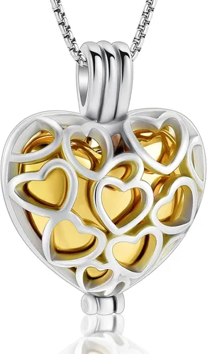 Vista 15 de Collar con medallón de cremación conmemorativa con corazón eterno con mini urna para cenizas de seres queridos