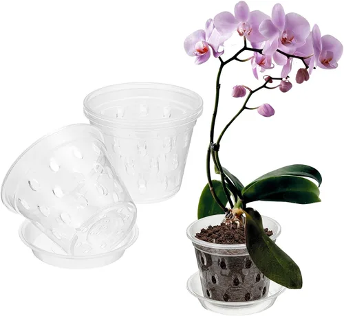 Vista 11 de METALLIXITY Macetas transparentes de orquídeas de 3 pulgadas con agujeros