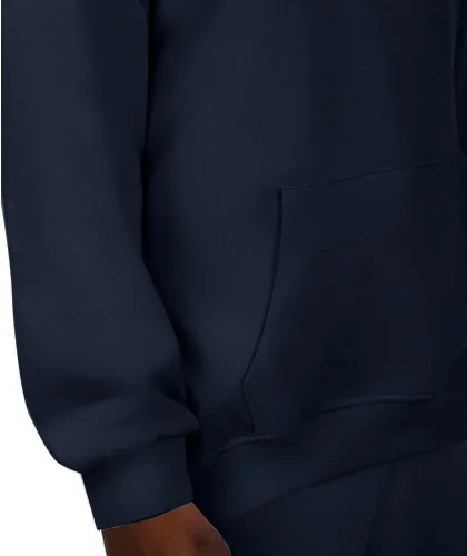 Vista 4 de Sudadera con capucha de algodón para hombre y mujer, sudadera casual de manga larga con cordón Azul marino
