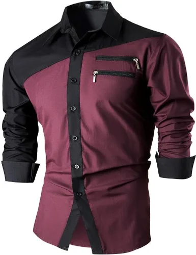 Vista 114 de jeansian - Camisas de manga larga de ajuste entallado para hombre (8397), con botones, informales y de vestir.