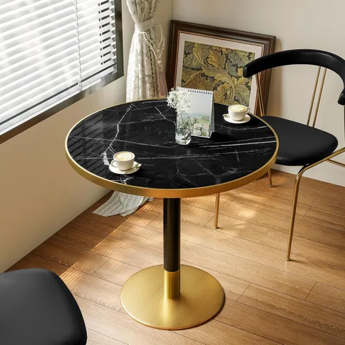 Vista 23 de Mesa de tulipán de 31.5 pulgadas, mesa de comedor redonda con mesa de Aqua Jade (oro rosa)