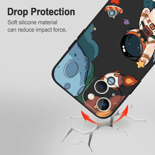 Vista 4 de LEECG Funda para iPhone 13 con diseño de mariposas y flores, diseño de astronauta, funda de teléfono con forro de microfibra suave, funda delgada