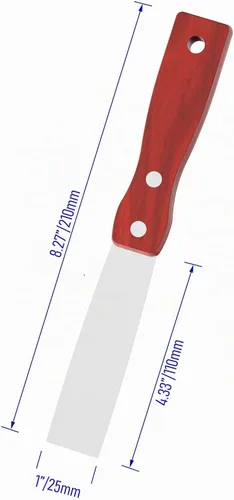 Vista 2 de Cuchillo de masilla, herramienta raspadora de acero inoxidable de 1 pulgada, cuchillos de metal con mango de madera para paneles de yeso