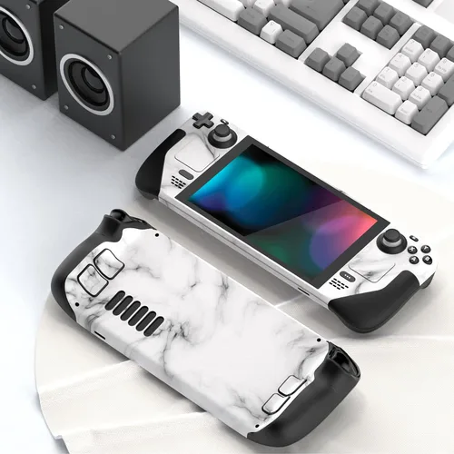Vista 3 de PlayVital Juego Completo de Calcomanía Protectora para Steam Deck LCD, Pegatinas Personalizadas Cubierta de Vinilo para Steam Deck OLED - Mármol