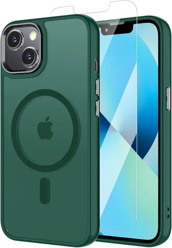 Vista 135 de Funda para iPhone 11 con protector de pantalla, compatible con MagSafe, ultra delgada, translúcida, mate, a prueba de golpes, color negro