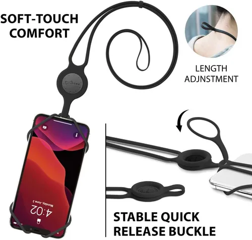 Vista 6 de Cordón para llevar teléfono celular + soporte de cuello 2 y protector de teléfono 2